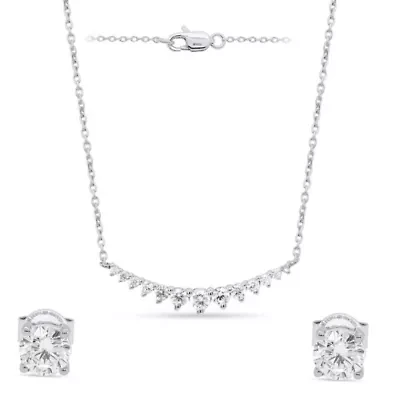 Lab Created 1CTTW Grown Diamond Set of Necklace and Earrings