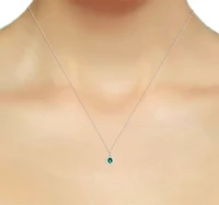 Lab Created 8X6 MM Oval Created Emerald and 1/2CTTW Lab Grown Diamond Pendant W/Chain.