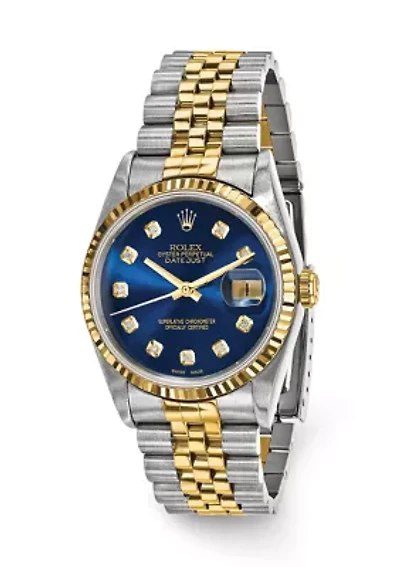 Datejust Jubilee Blue Diamond Dial 18K Fluted Bezel Watch - FINAL SALE, NO RETURNS OR EXCHANGES