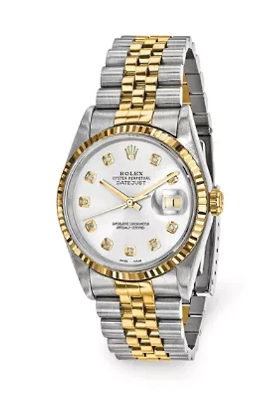 Datejust Jubilee Silver Diamond Dila 19K Fluted Bezel Watch - FINAL SALE, NO RETURNS OR EXCHANGES