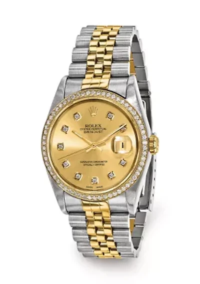 Datejust Jubilee Champagne Diamond Dial Diamond Bezel Watch - FINAL SALE, NO RETURNS OR EXCHANGES