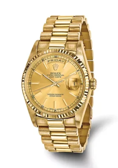18K Single Quick Presidential Champagne Dial Watch - FINAL SALE, NO RETURNS OR EXCHANGES 