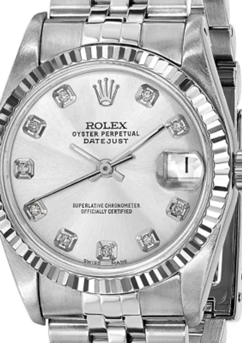 Datejust Jubilee Silver Diamond Dial 18K Fluted Bezel Watch - FINAL SALE