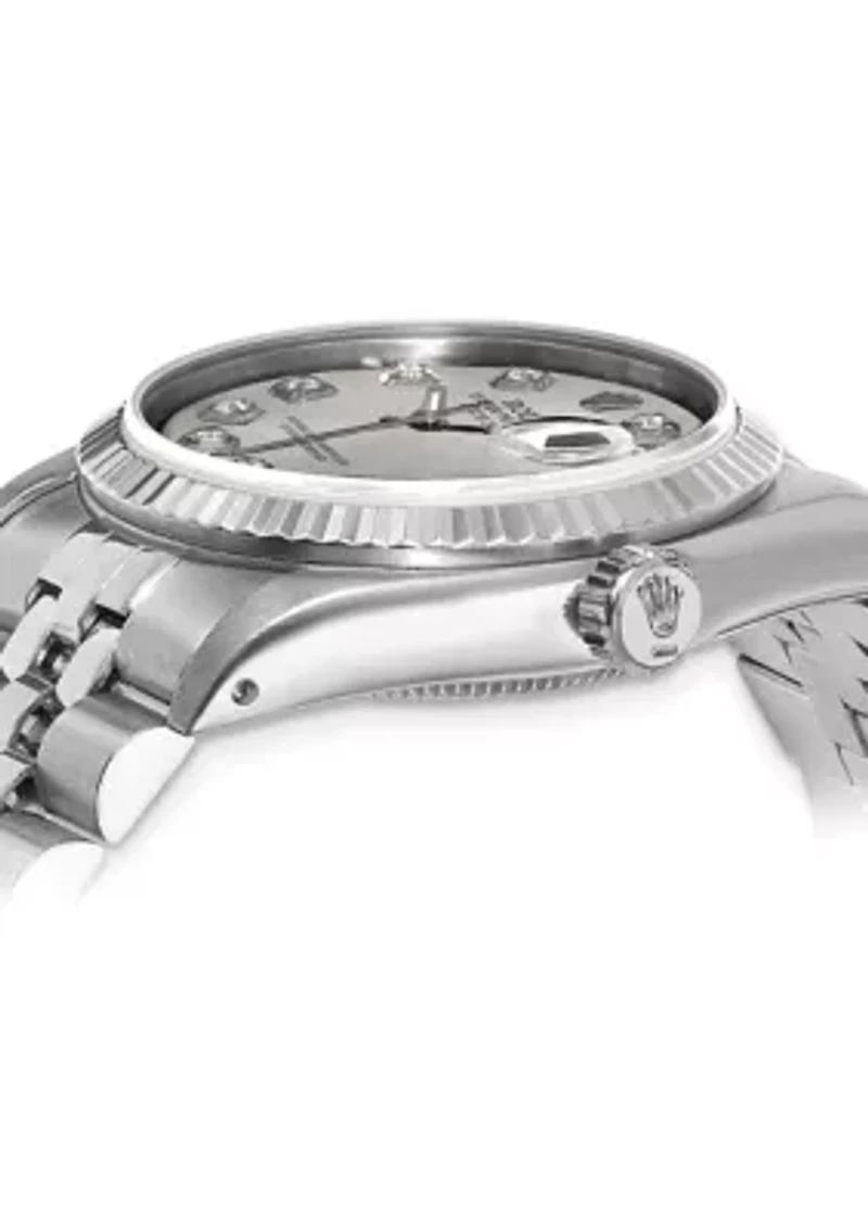 Datejust Jubilee Silver Diamond Dial 18K Fluted Bezel Watch - FINAL SALE