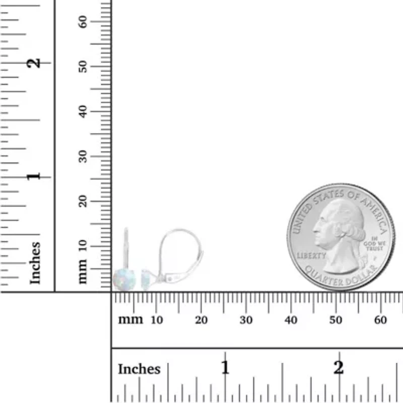 Lab Created Sterling Silver Rose 6mm Round Opal Stud Screwback Earring
