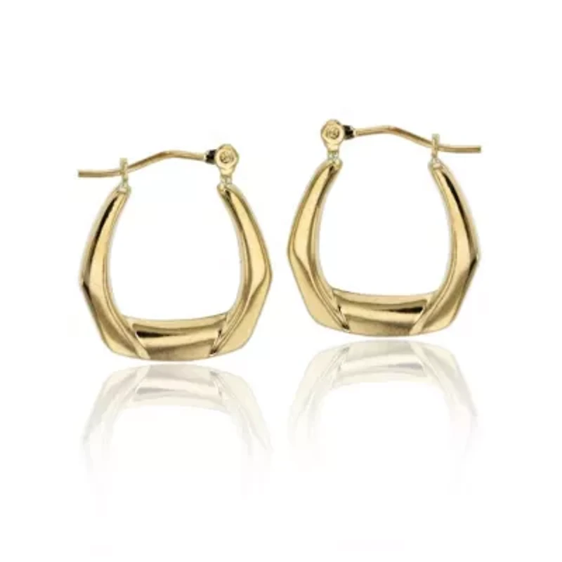 14K Yellow Gold Polished Hexagon Hoop Earring