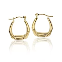 14K Yellow Gold Polished Hexagon Hoop Earring