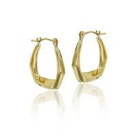 14K Yellow Gold Polished Hexagon Hoop Earring