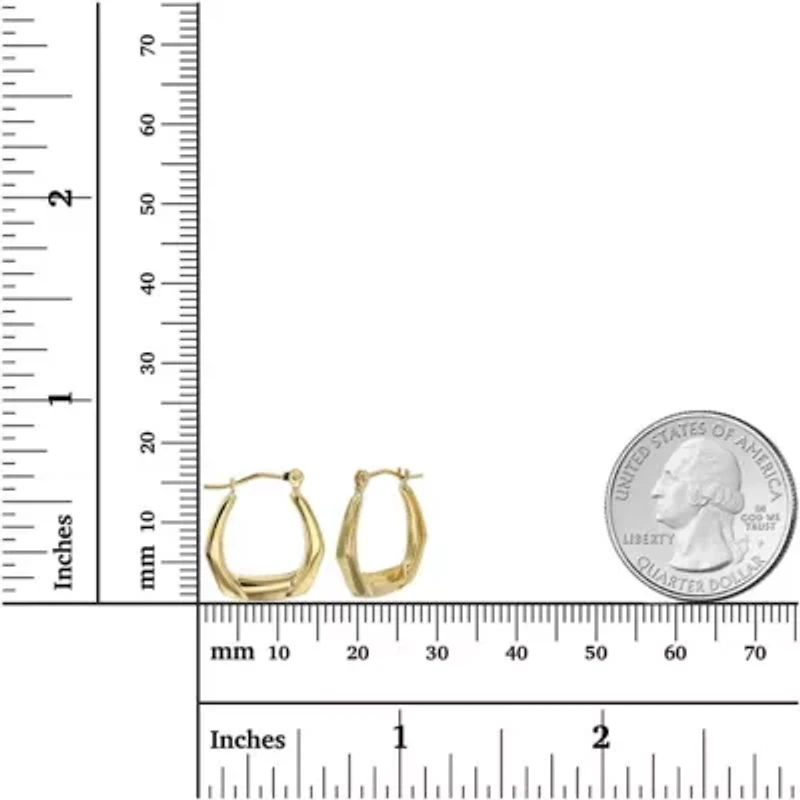 14K Yellow Gold Polished Hexagon Hoop Earring