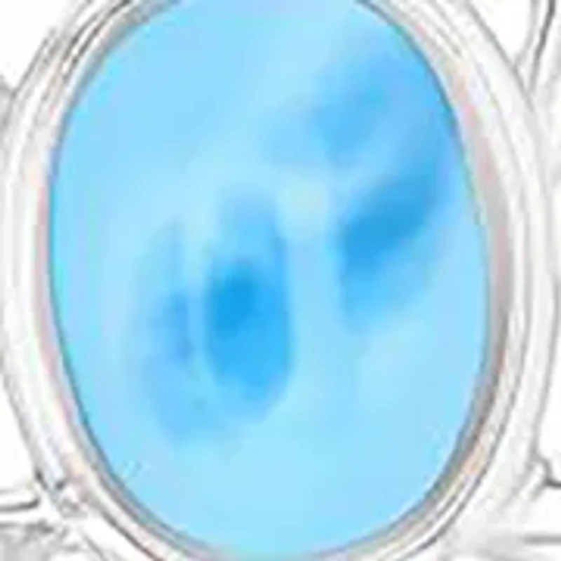 Sterling Silver Rhodium Larimar Turtle 7.5" Bracelet with Toggle