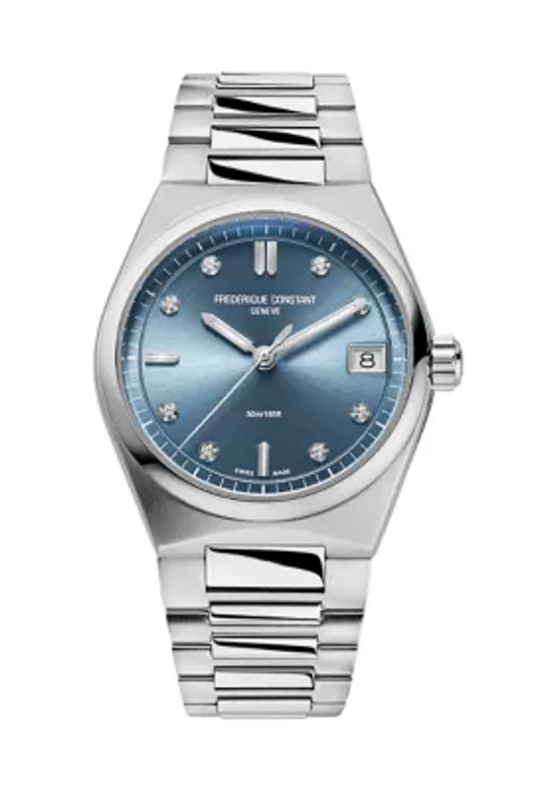 Swiss Women's Highlife Diamond Accent Silver-Tone Stainless Steel Bracelet Watch, 31 Millimeter