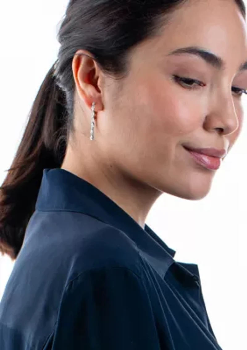 1/2 ct. t.w. Diamond Hoop Earrings in 14K White Gold