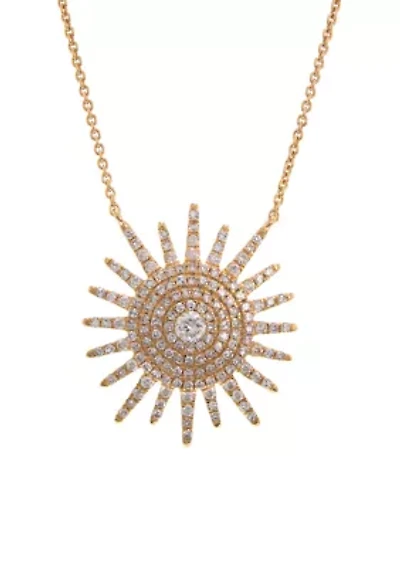 1/2 ct. t.w. Diamond Starburst Necklace in 14K Yellow Gold