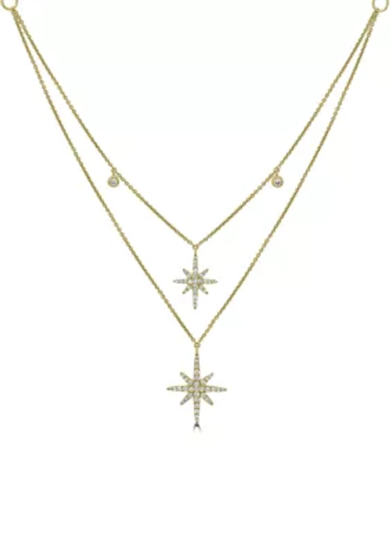 1/3 ct. t.w. Diamond Layered Starburst Necklace in 14K White Gold