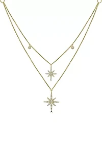 1/3 ct. t.w. Diamond Layered Starburst Necklace in 14K White Gold