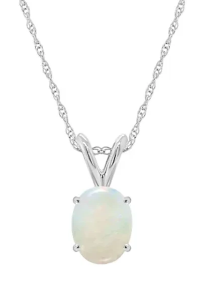14K Gold 8x6 Oval Opal Pendant