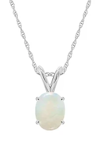 14K Gold 8x6 Oval Opal Pendant