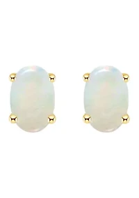 14K Gold 6x4 Oval Opal Earrings