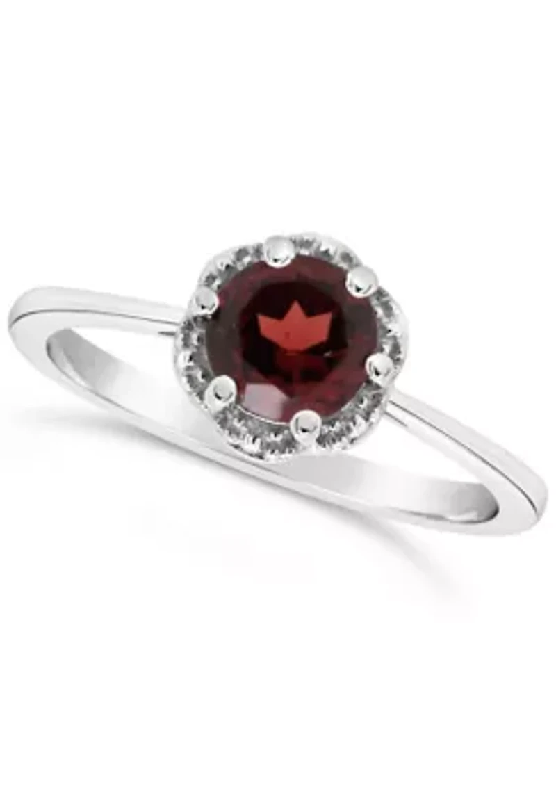 Sterling Silver 6mm Round Garnet Ring