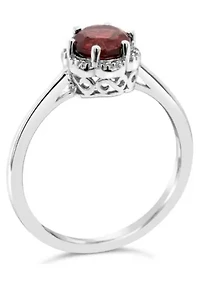 Sterling Silver 6mm Round Garnet Ring
