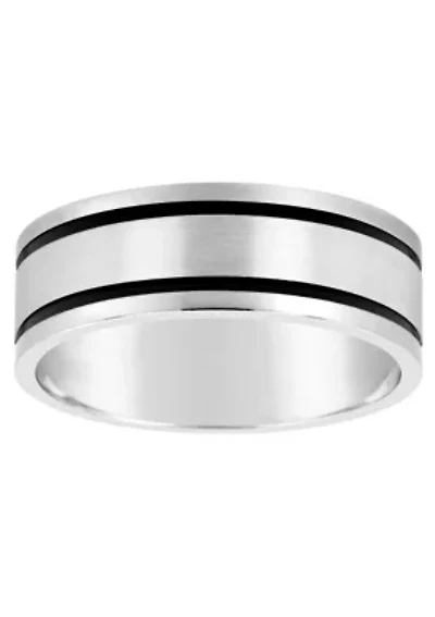 Men's 8mm Black Ion-Plated Stainless Steel Wedding Band