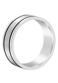 Men's 8mm Black Ion-Plated Stainless Steel Wedding Band