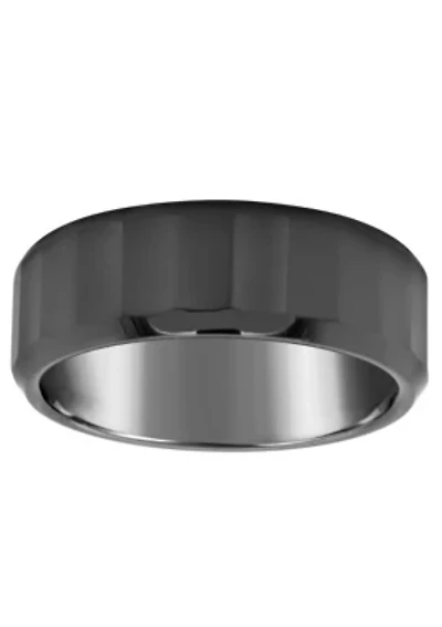 Men's 8mm Black Ceramic Flat-Sided Wedding Band