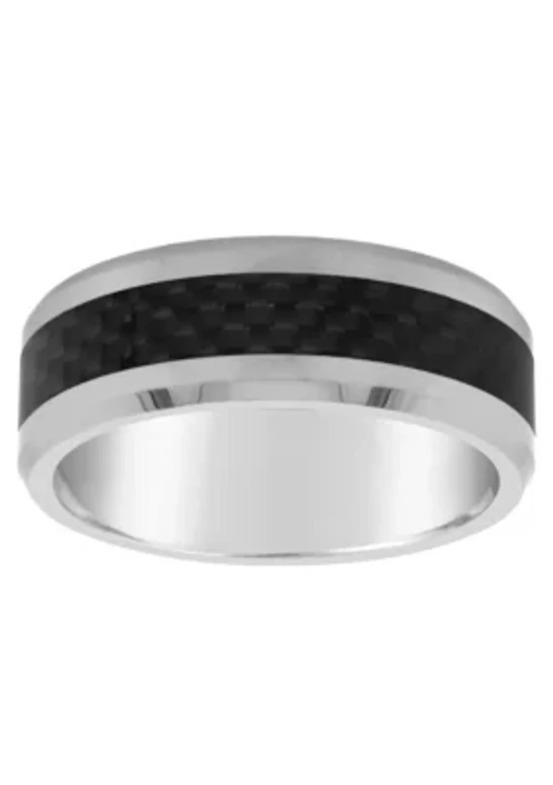Men's 8mm Tungsten and Carbon Fiber Wedding Band