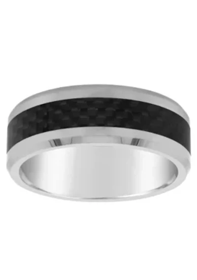 Men's 8mm Tungsten and Carbon Fiber Wedding Band