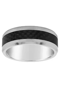 Men's 8mm Tungsten and Carbon Fiber Wedding Band