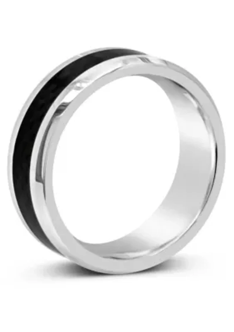 Men's 8mm Tungsten and Carbon Fiber Wedding Band