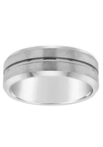 Men's 8mm Grooved Tungsten Wedding Band