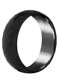 Men's 7.5mm Black Ceramic Faceted Wedding Band
