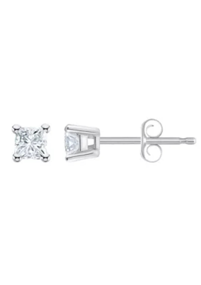 14K Yellow Gold 1/4 CTTW Princess Cut Diamond Stud Earrings