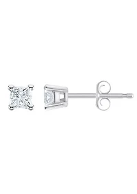 14K Yellow Gold 1/4 CTTW Princess Cut Diamond Stud Earrings