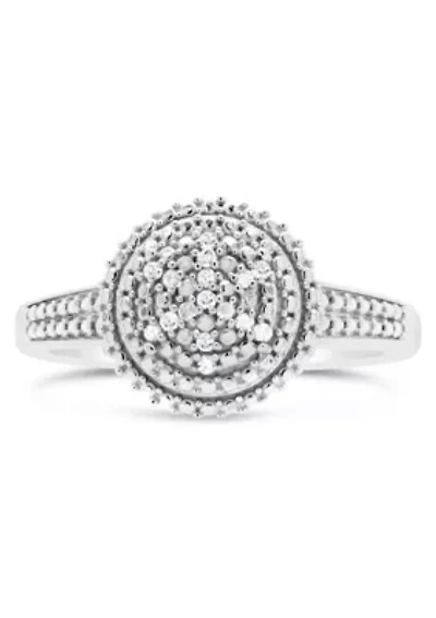 Sterling Silver Diamond Accent Cluster Ring