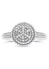 Sterling Silver Diamond Accent Cluster Ring