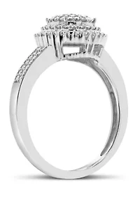 Sterling Silver Diamond Accent Cluster Ring