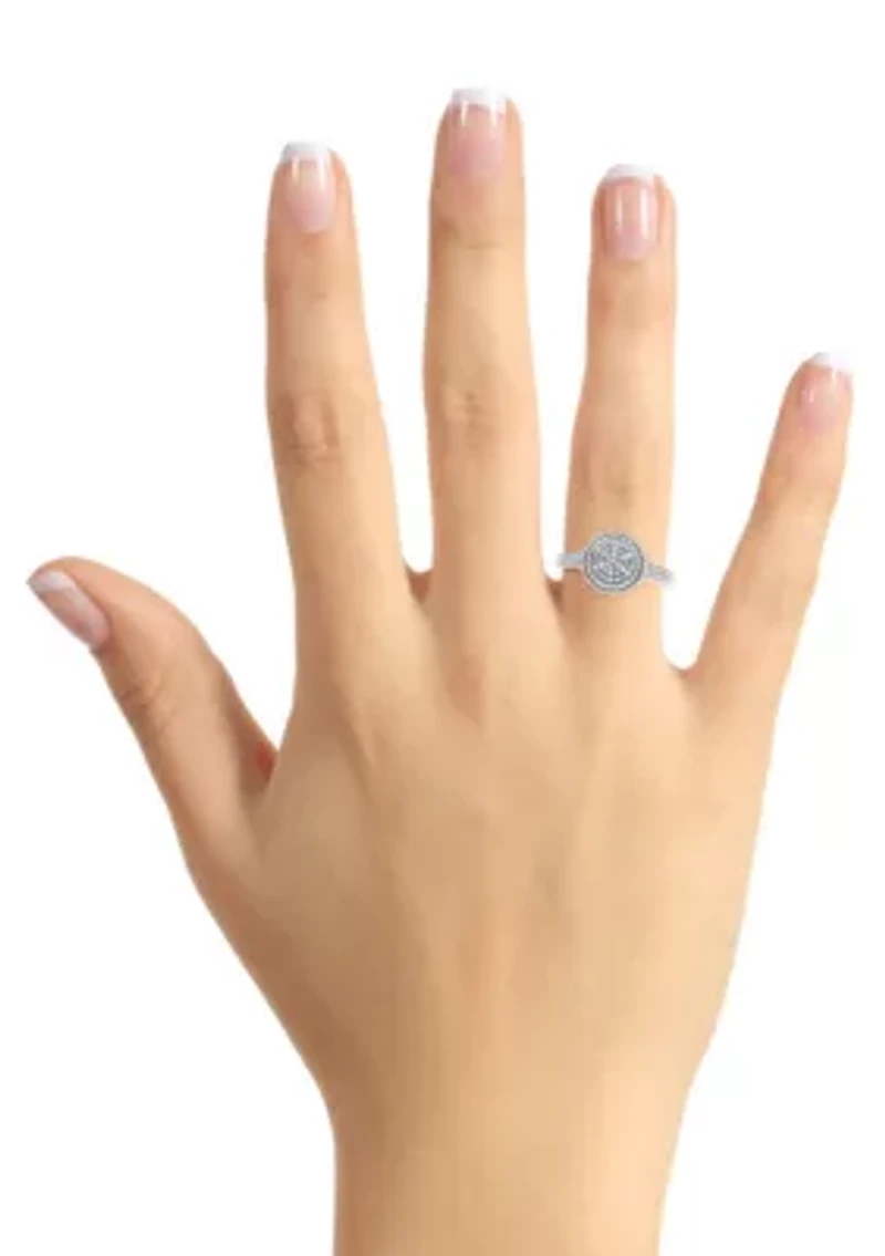 Sterling Silver Diamond Accent Cluster Ring