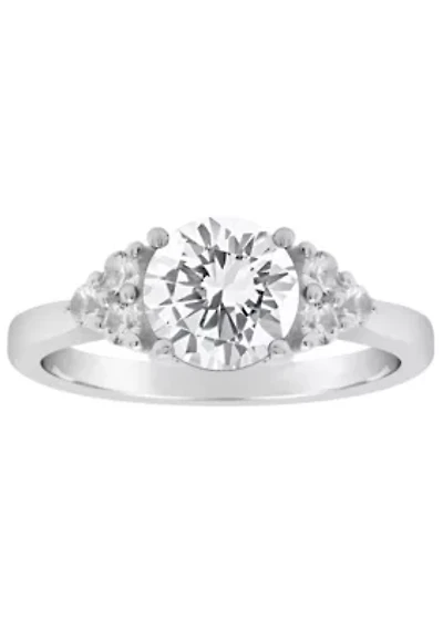 Lab Created Sterling Silver 7mm Round White Sapphire Ring