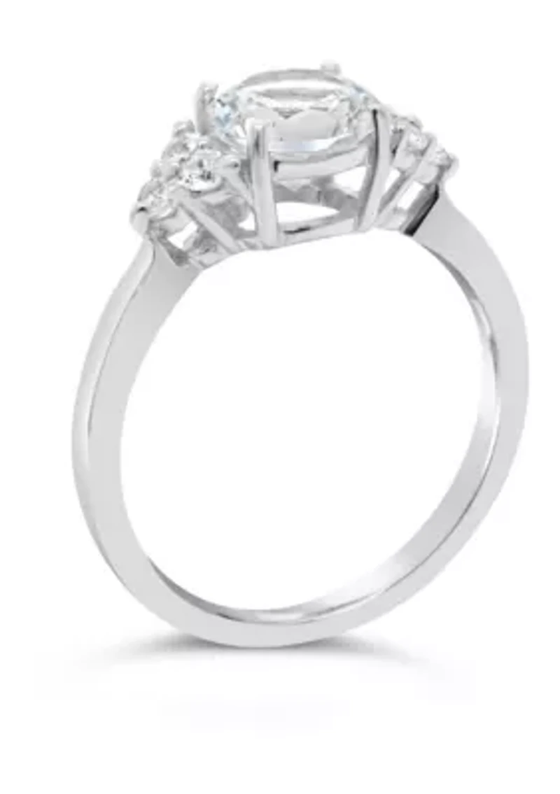 Lab Created Sterling Silver 7mm Round White Sapphire Ring