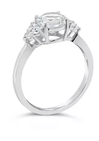 Lab Created Sterling Silver 7mm Round White Sapphire Ring