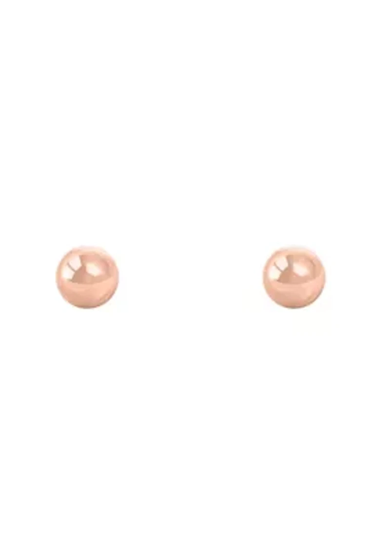 14K Rose Gold 5mm Button Stud Earrings