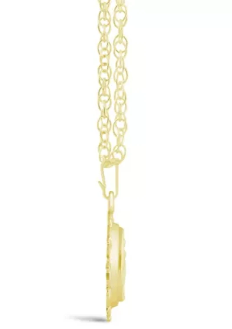 Sterling Silver/14K Yellow Gold Plated Oh Mary Conceived Medallion Pendant Necklace