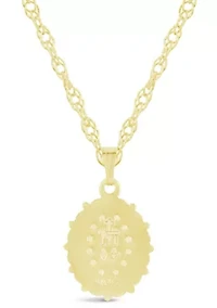 Sterling Silver/14K Yellow Gold Plated Oh Mary Conceived Medallion Pendant Necklace