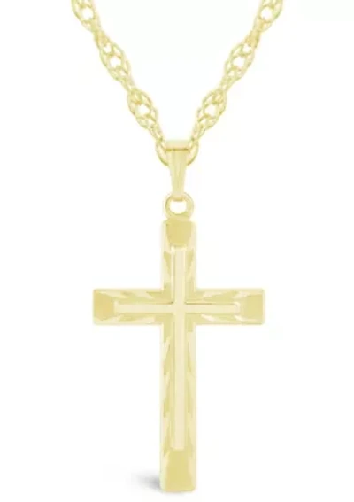 Sterling Silver/14K Yellow Gold Plated Cross Pendant Necklace