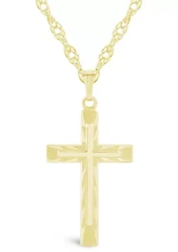 Sterling Silver/14K Yellow Gold Plated Cross Pendant Necklace