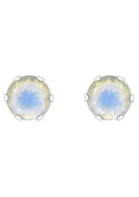 10K Yellow Gold 4mm Round Moonstone Stud Earrings