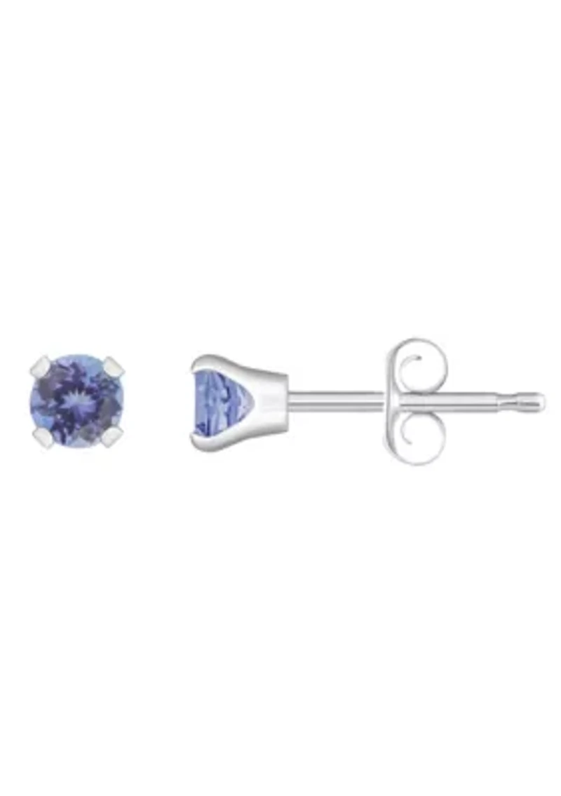 14K Yellow Gold 3mm Round Tanzanite Stud Earrings