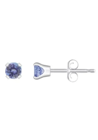 14K Yellow Gold 3mm Round Tanzanite Stud Earrings